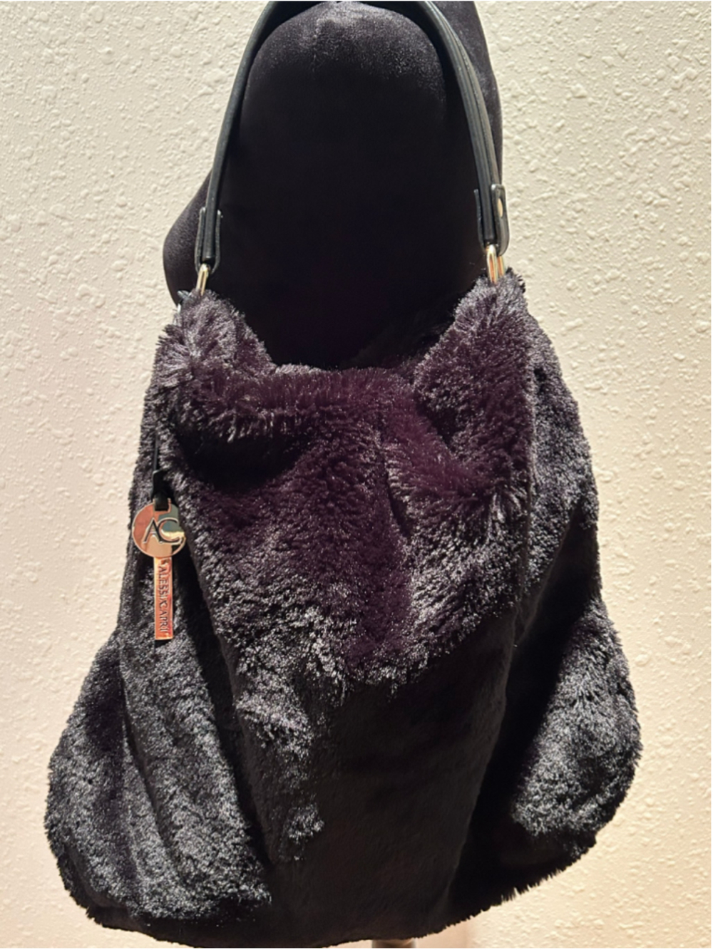 Women's Alessia Capri Faux Fur Shoulder Bag One Size Black